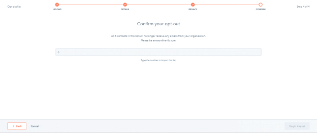 hubspot crm confirmation optout